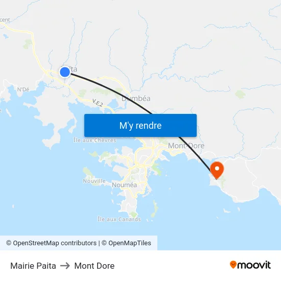 Mairie Paita to Mont Dore map