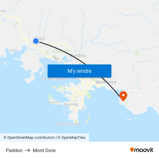 Paddon to Mont Dore map