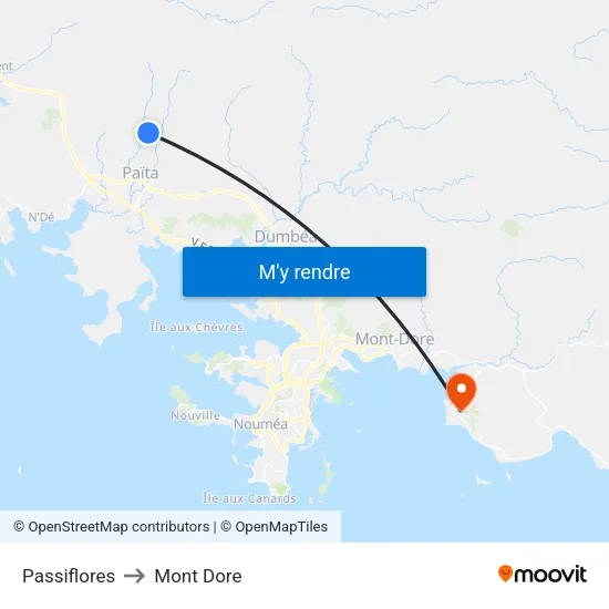 Passiflores to Mont Dore map