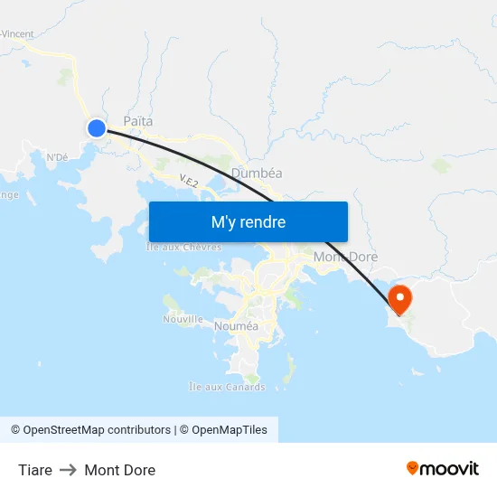 Tiare to Mont Dore map