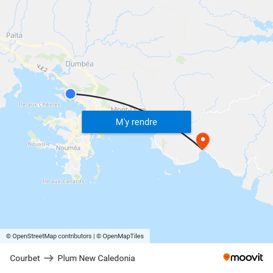 Courbet to Plum New Caledonia map