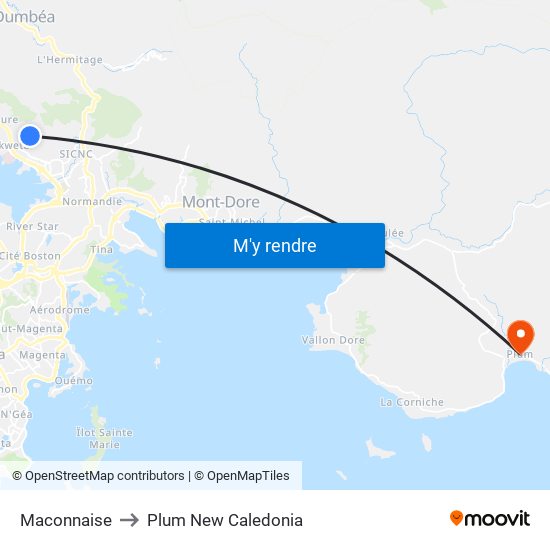 Maconnaise to Plum New Caledonia map