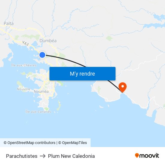 Parachutistes to Plum New Caledonia map