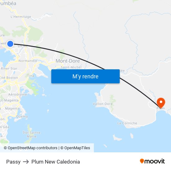 Passy to Plum New Caledonia map