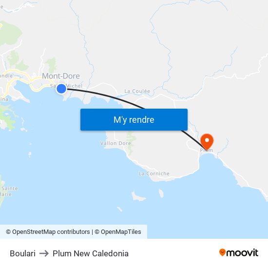 Boulari to Plum New Caledonia map