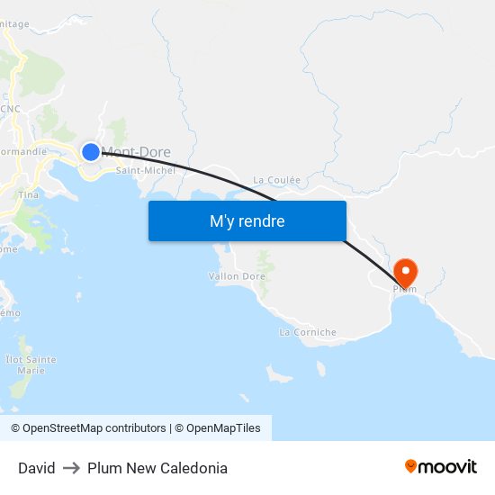 David to Plum New Caledonia map