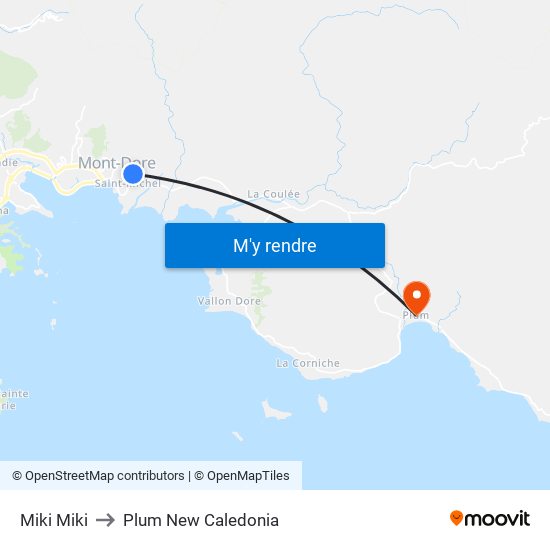 Miki Miki to Plum New Caledonia map