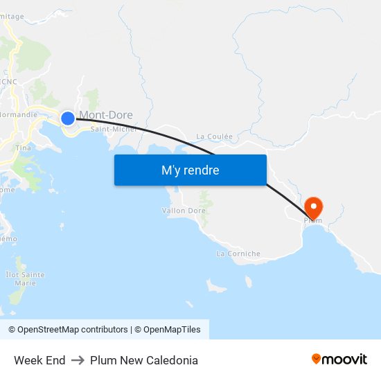 Week  End to Plum New Caledonia map