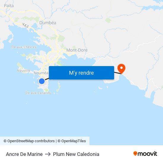 Ancre De Marine to Plum New Caledonia map
