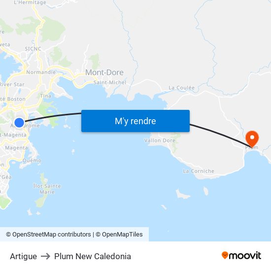 Artigue to Plum New Caledonia map