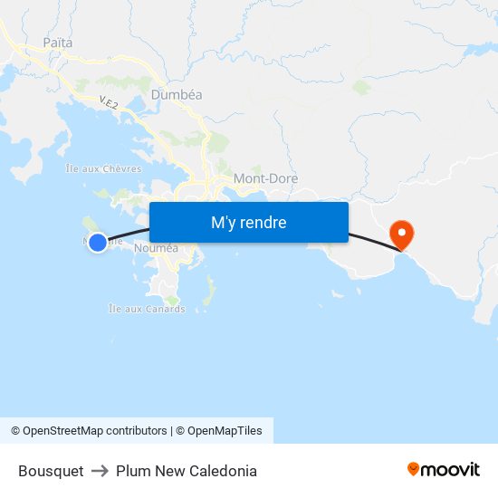 Bousquet to Plum New Caledonia map
