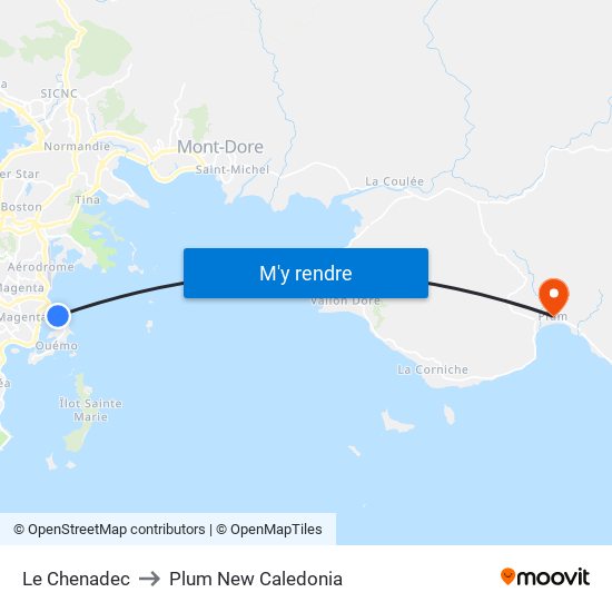 Le Chenadec to Plum New Caledonia map