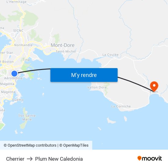Cherrier to Plum New Caledonia map