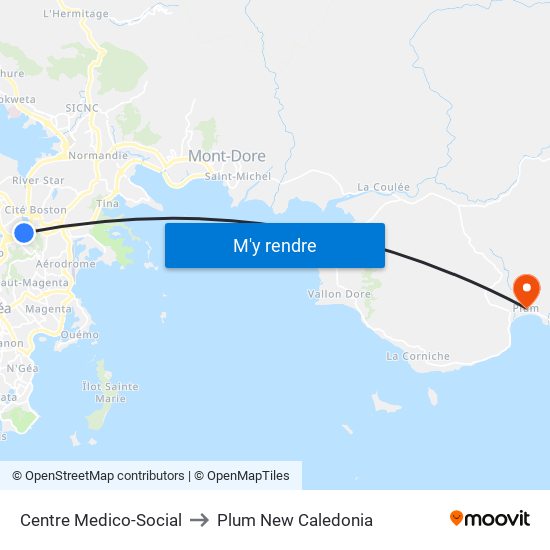Centre Medico-Social to Plum New Caledonia map