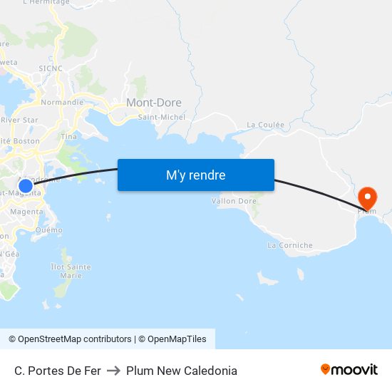 C. Portes De Fer to Plum New Caledonia map