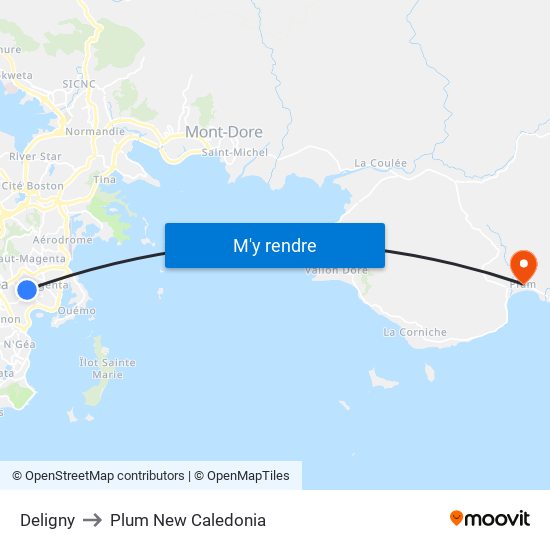 Deligny to Plum New Caledonia map