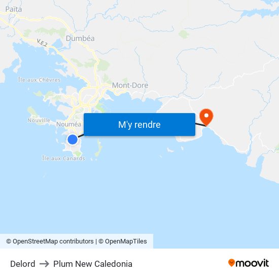 Delord to Plum New Caledonia map