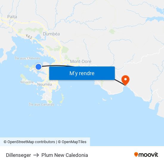 Dillenseger to Plum New Caledonia map