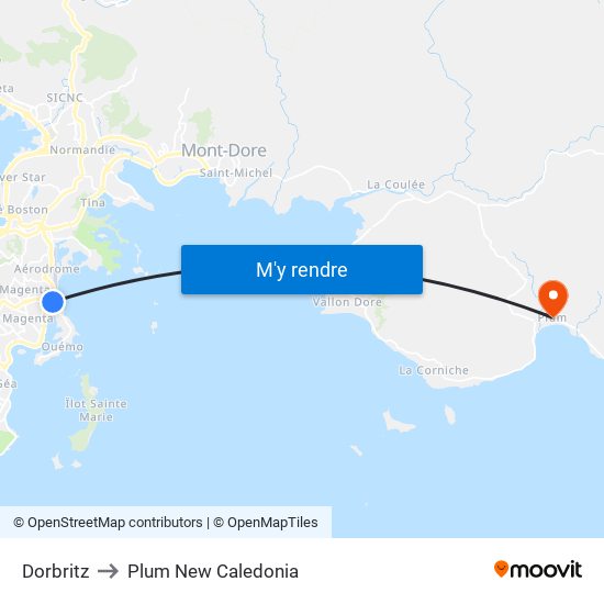 Dorbritz to Plum New Caledonia map