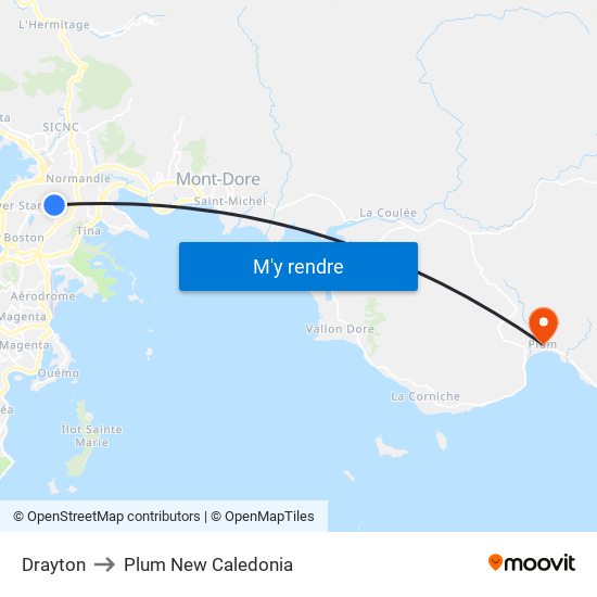 Drayton to Plum New Caledonia map