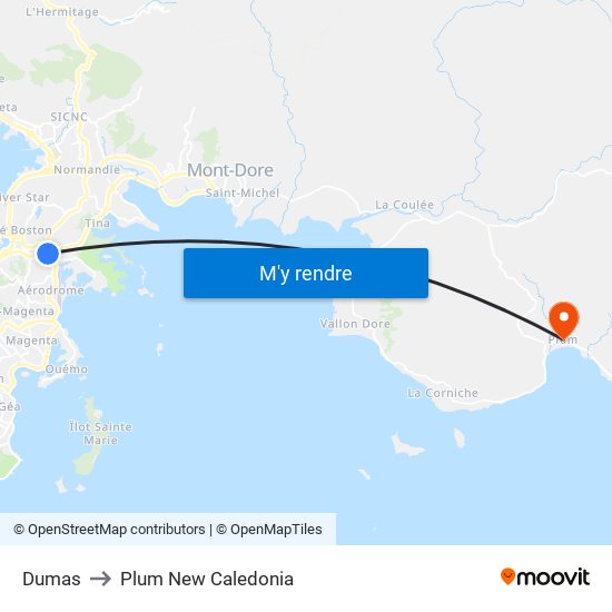 Dumas to Plum New Caledonia map