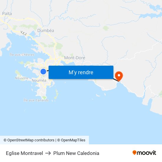 Eglise Montravel to Plum New Caledonia map