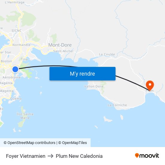 Foyer Vietnamien to Plum New Caledonia map