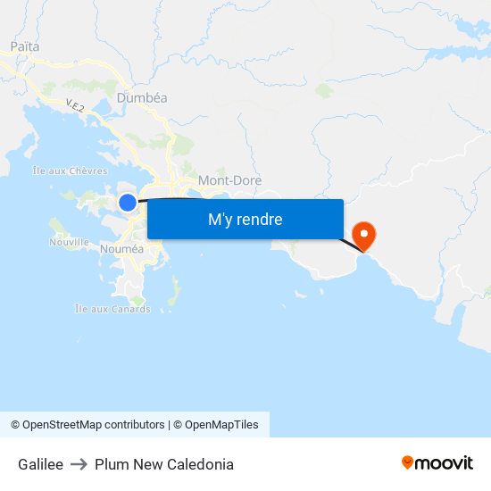 Galilee to Plum New Caledonia map
