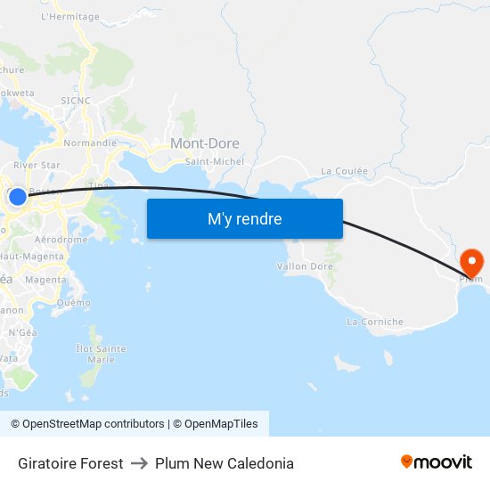 Giratoire Forest to Plum New Caledonia map