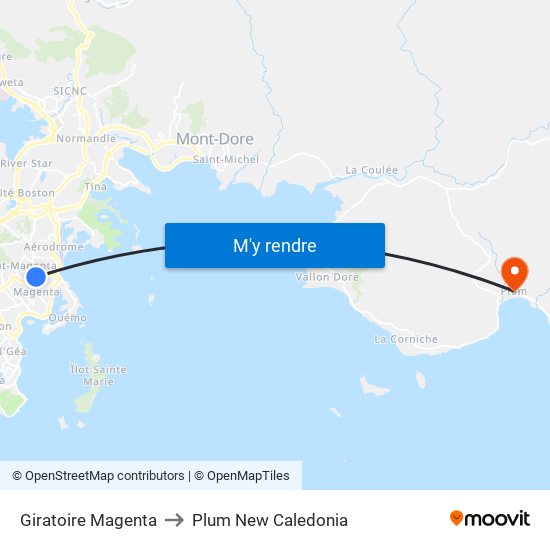 Giratoire Magenta to Plum New Caledonia map