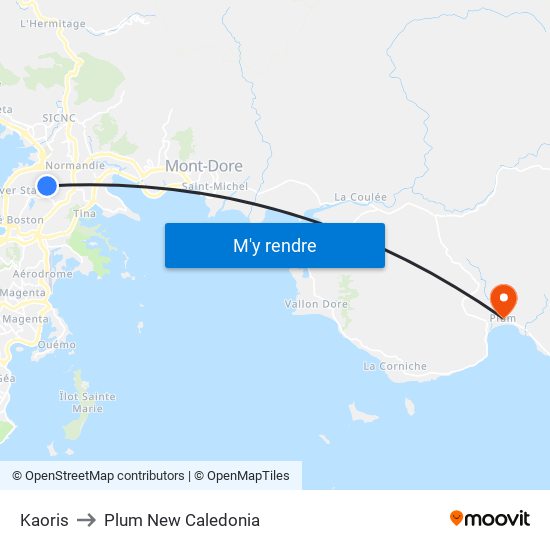 Kaoris to Plum New Caledonia map