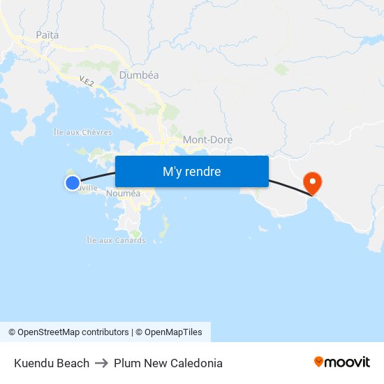 Kuendu Beach to Plum New Caledonia map