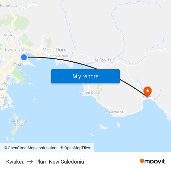 Kwakea to Plum New Caledonia map
