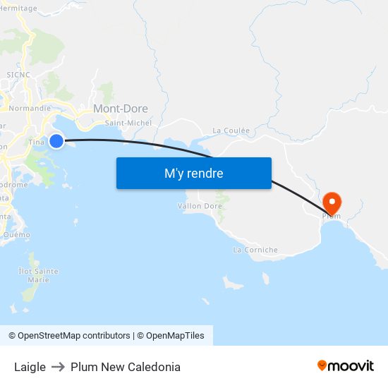 Laigle to Plum New Caledonia map