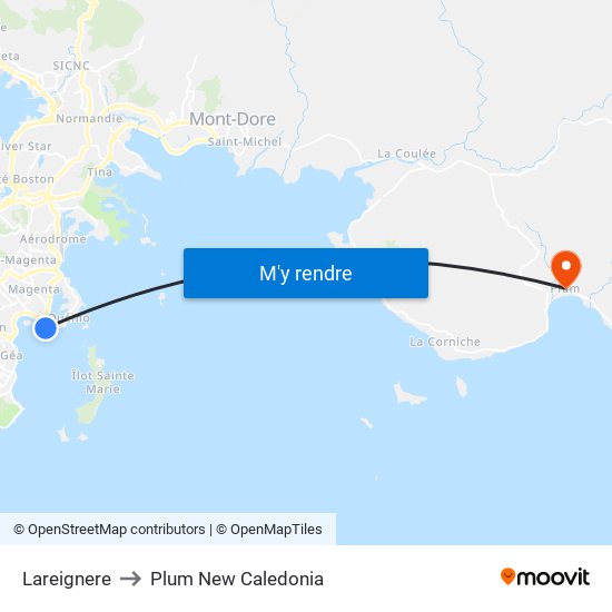 Lareignere to Plum New Caledonia map