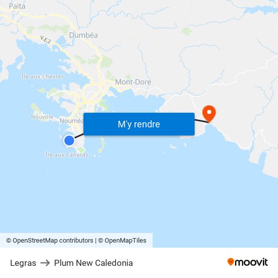 Legras to Plum New Caledonia map