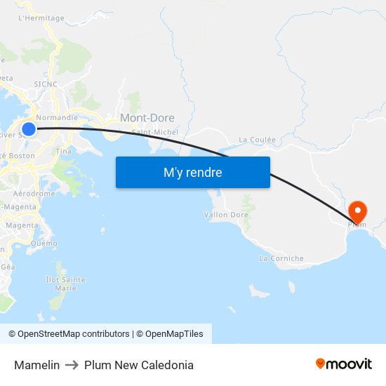Mamelin to Plum New Caledonia map