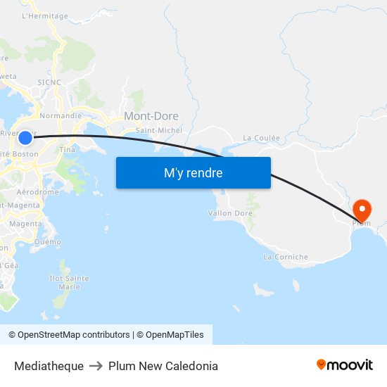 Mediatheque to Plum New Caledonia map