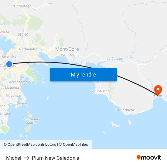 Michel to Plum New Caledonia map