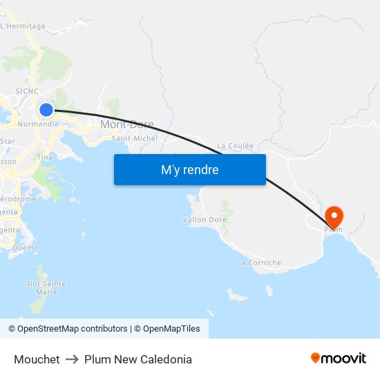 Mouchet to Plum New Caledonia map