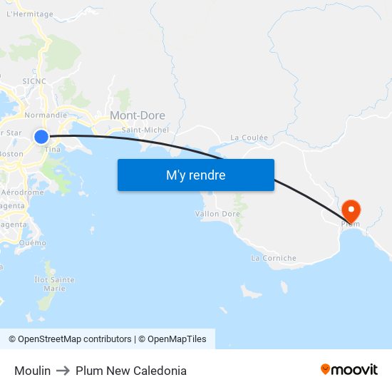 Moulin to Plum New Caledonia map