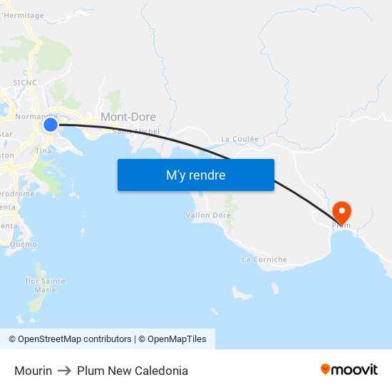 Mourin to Plum New Caledonia map