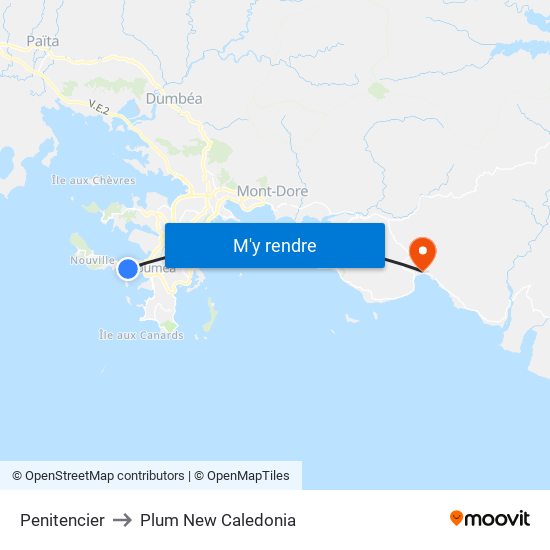 Penitencier to Plum New Caledonia map