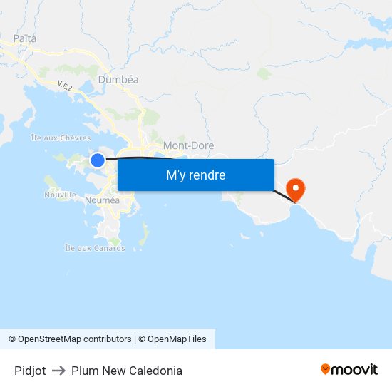 Pidjot to Plum New Caledonia map