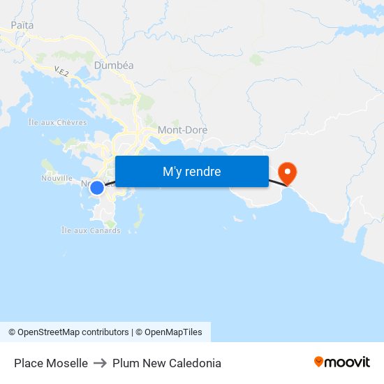 Place Moselle to Plum New Caledonia map