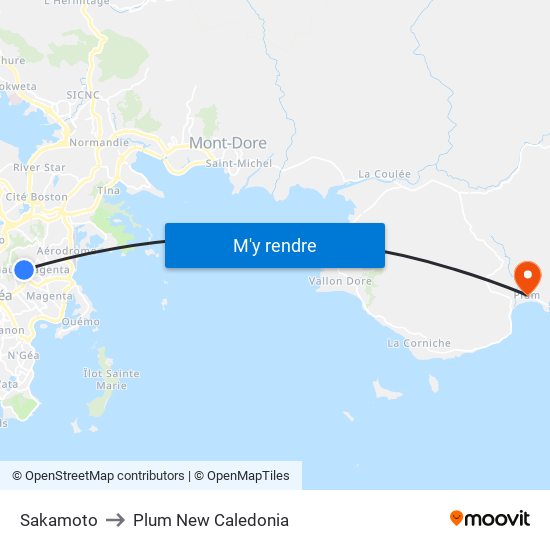 Sakamoto to Plum New Caledonia map