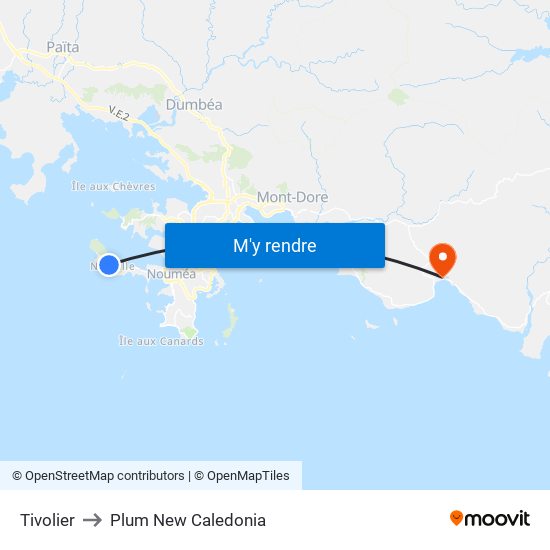 Tivolier to Plum New Caledonia map