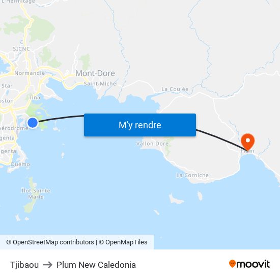 Tjibaou to Plum New Caledonia map