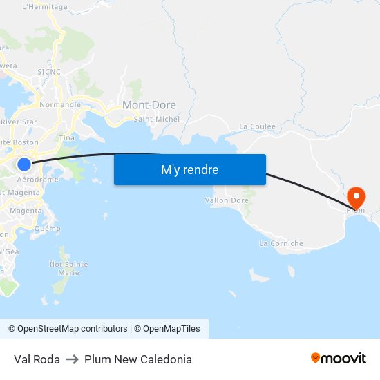 Val Roda to Plum New Caledonia map