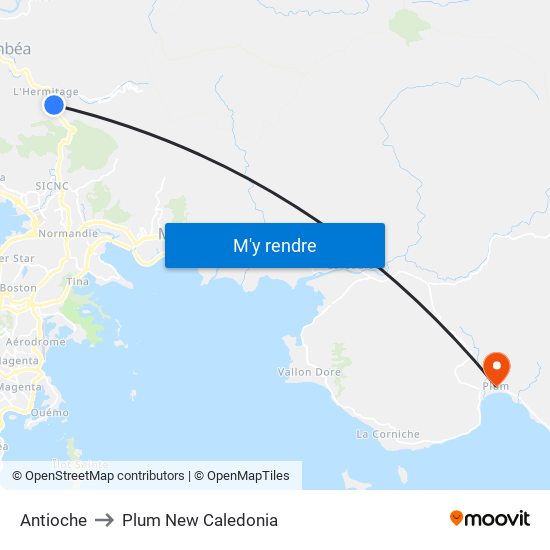 Antioche to Plum New Caledonia map